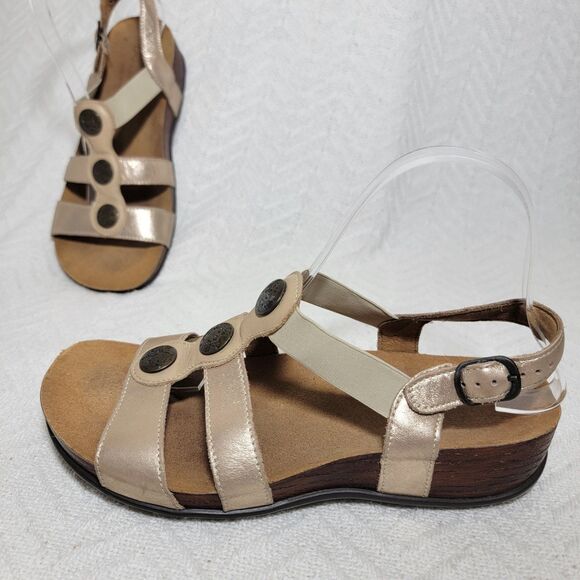 SAS Clover T-Strap Sandal Lusso Capp 7 W Wide Comfort Wedge Open Toe - Picture 1 of 16
